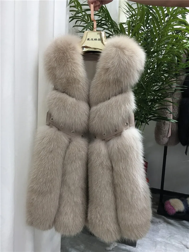 FXFURS жилет из натурального Лисьего меха Длинный жилет из натурального Лисьего меха Зимний жилет с заклепками из натуральной кожи европейские женские куртки