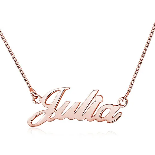 Rose Gold Color Персонализированное имя ожерелье на заказ с русским именем ожерелье с именной табличкой Ювелирное колье ожерелье s подарок на день рождения ручной работы(Lam Hub Fong - Окраска металла: Rose Gold Color