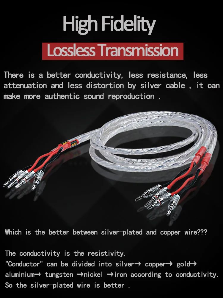 Одна пара кабель динамика ATAUDIO HIFI с посеребренным покрытием Hi end 6N OCC провод для Fi