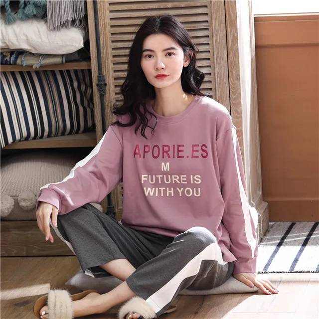 Пижама женская с длинным рукавом Корейская тонкая осенне-зимняя Милая свободная