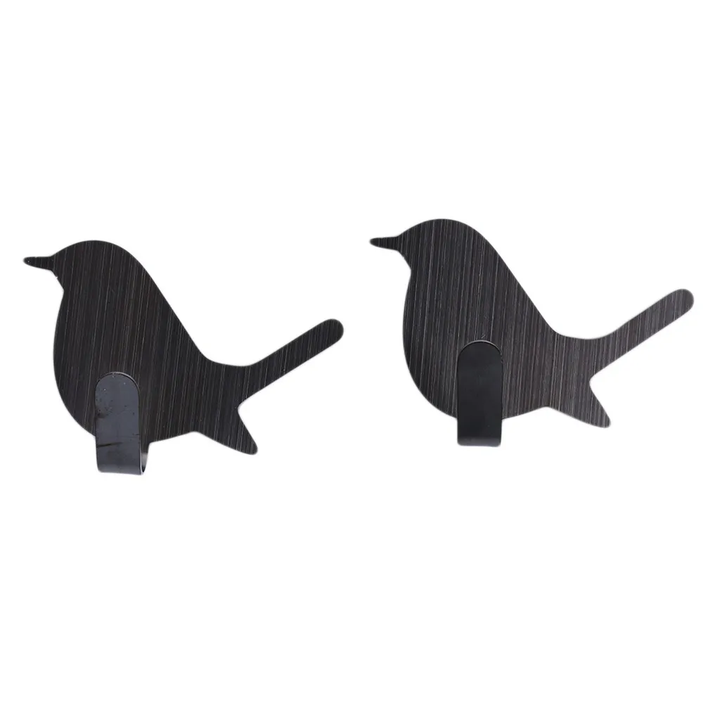 2Pcs Cute Bird Shaped Self Adhesive Wall Door Hook Stainless Steel Coat Hat Hanger Bag Keys Sticky Storage Holder | Дом и сад