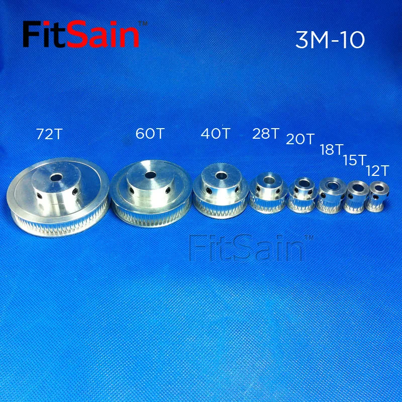 Фото Синхронное колесо FitSain-3M 12T, ширина 10 мм, отверстие для шкива из алюминиевого сплава 5/1/6/6/8 мм №4