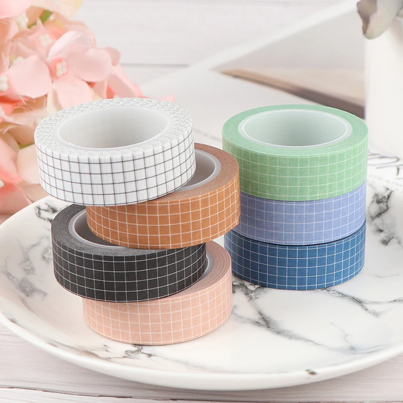 

Hot sale Colorful Grid Washi Tape Japanese Paper DIY Planner Masking Tape Adhesive Tapes Stickers Stationery Tapes Decorative
