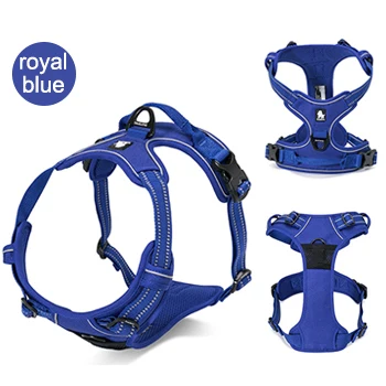 royal blue Truelove не Тянет Поводок для собак, регулируемый безопасный нейлоновый жилет для больших собак, мягкий светоотражающий уличный жилет для собак, поводок для питомцев, контроль - Цвет: royal blue