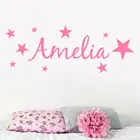 Персонализированный именной стены Стикеры виниловые домашний декор для маленьких мальчиков и девочек детская комната Спальня детская рисунками из мультфильмов наклейки-звезды пользовательское имя S184