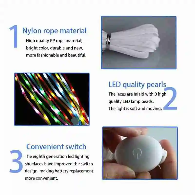 

1 Pair New Fashion LED Glowing Lace Nylon Fluorescent Glowing Night Lace Rope Luminous Party Shoe Safety Running E3B5