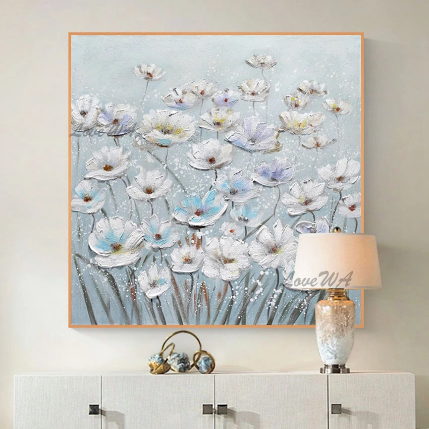 

Modern House Bedroom Wall Showpieces Flower Oil Painting 100% Hand-painted Custom Wall Picture Art For Hotel Hall Decoration