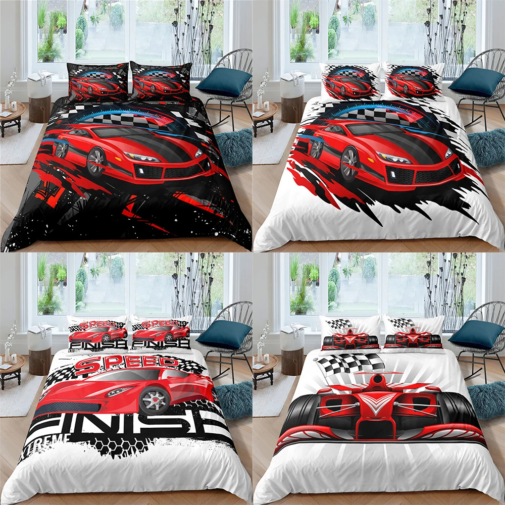 

Racing Car 3D Bedding Set Luxury Duvet Cover Set Comforter And Pillowcase Queen King Queen Double Single Size Soft Home Texitles