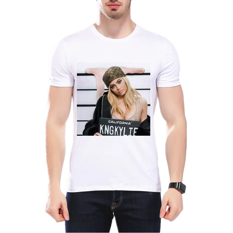 Новинка 2019 модная мужская футболка Kylie Jenner Сексуальная Забавные топы Tumblr Rock