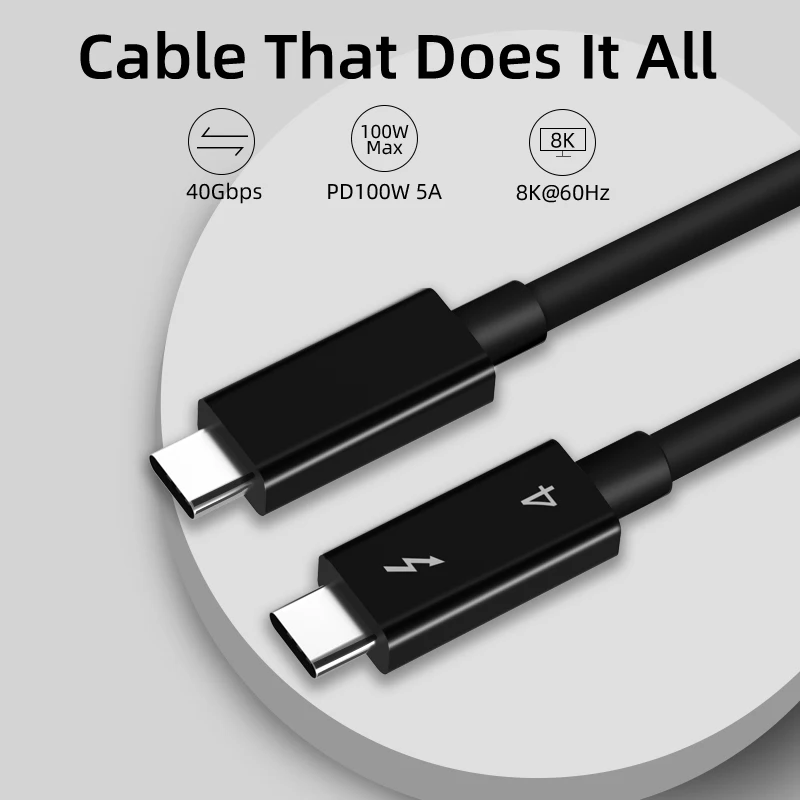 real thunderbolt 4 cable 40gbps for thunerbolt 4 dock station thunderbolt4 male to thunderbolt male cord free global shipping
