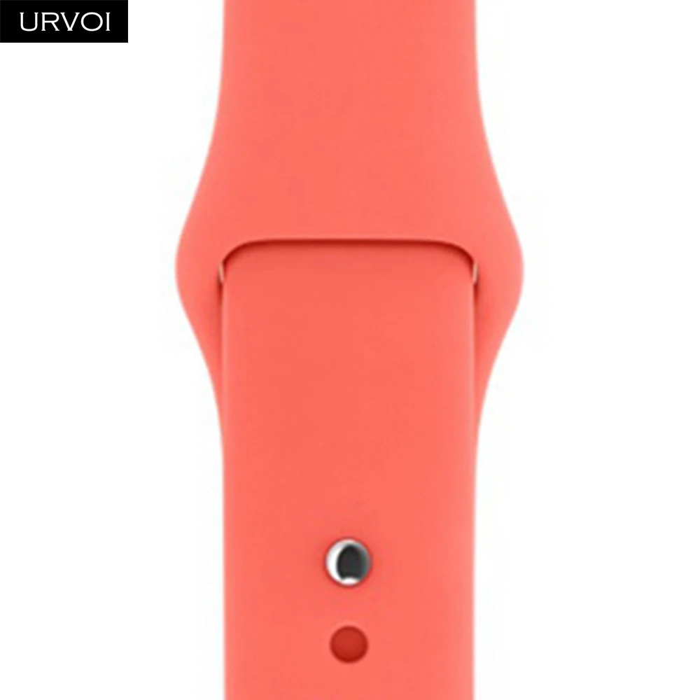 Pink Спортивный ремешок URVOI для apple watch 5, 4, 3, 2, 1, силиконовый ремешок для iWatch 40 мм, 44 мм, застежка на булавке и застежке, новинка, сосновый зеленый - Цвет ремешка: Pink
