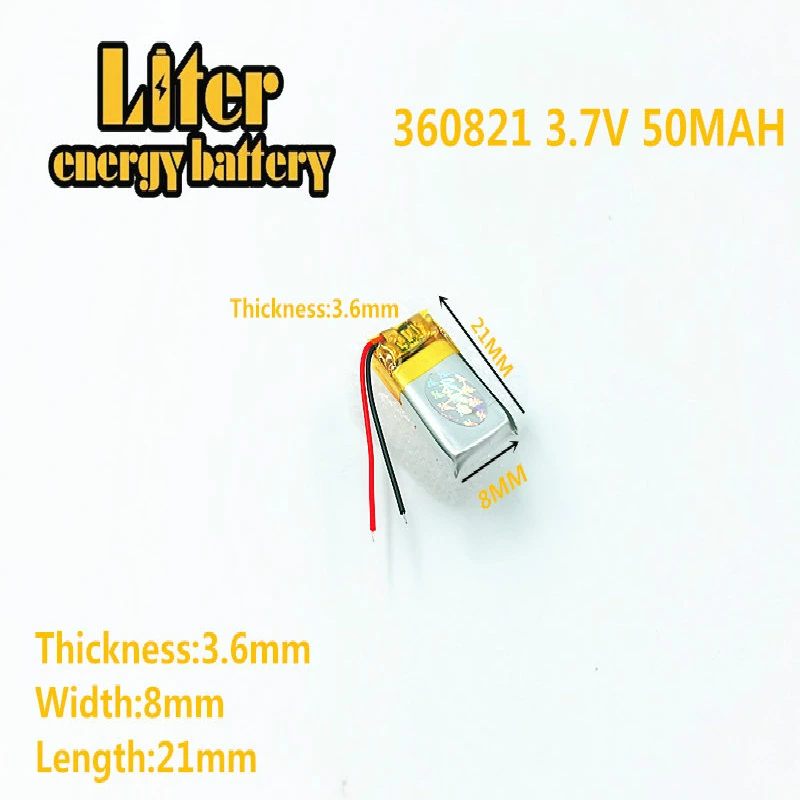 351020 3,7 v 360821 50mAh литий-полимерная LiPo аккумуляторная батарея, литий-ионный Литий-полимерный аккумулятор для DIY Mp, соединительная головка 1.25A/B