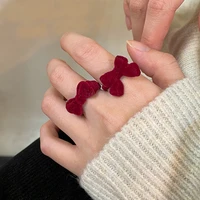 fashion vintage sweet velvet bowknot ring womens opening adjustable flocking finger rings for femel bijoux party jewelry gifts