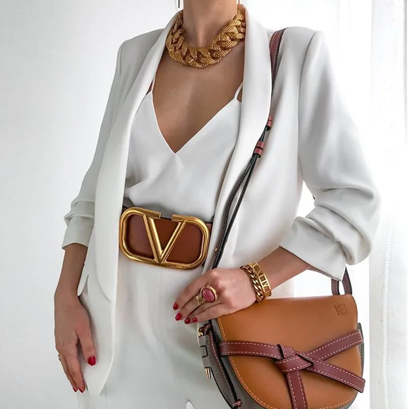 

2021 New Autumn Women Elegant Blazer Suit Fashion Street Modern Solid Coats Office Lady Lapel Formal Cardigan Hipster Streetwear