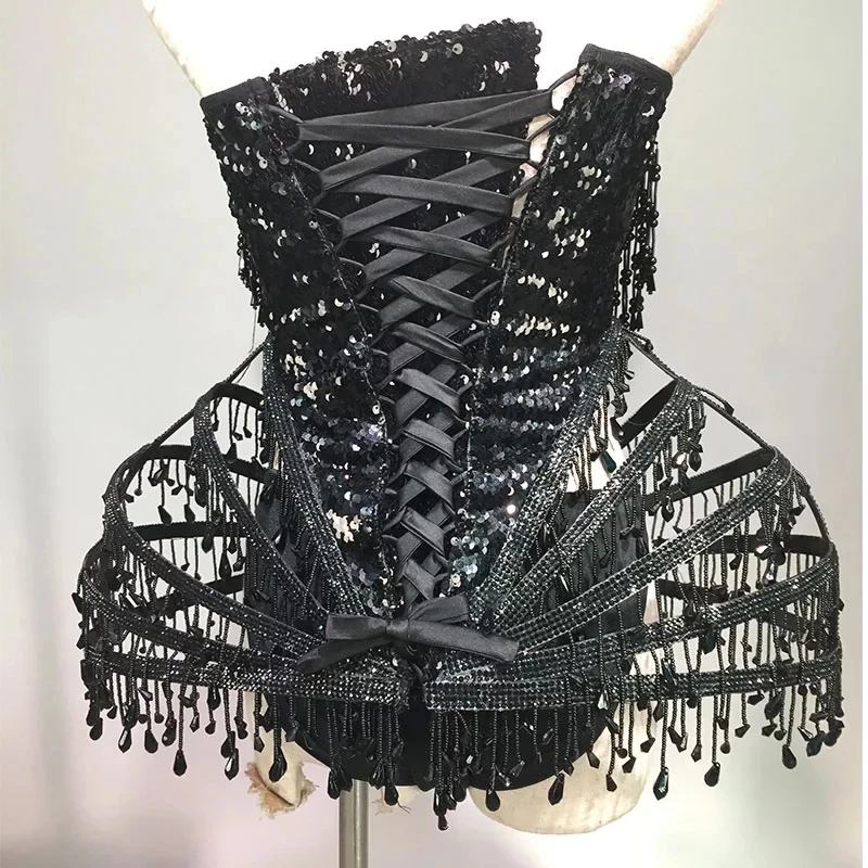 Sexy Crystal beads Bodysuit Dress Stage Performance Bling Dresses Dance Wear Nightclub Shining Costume Outfit drag queen costume |