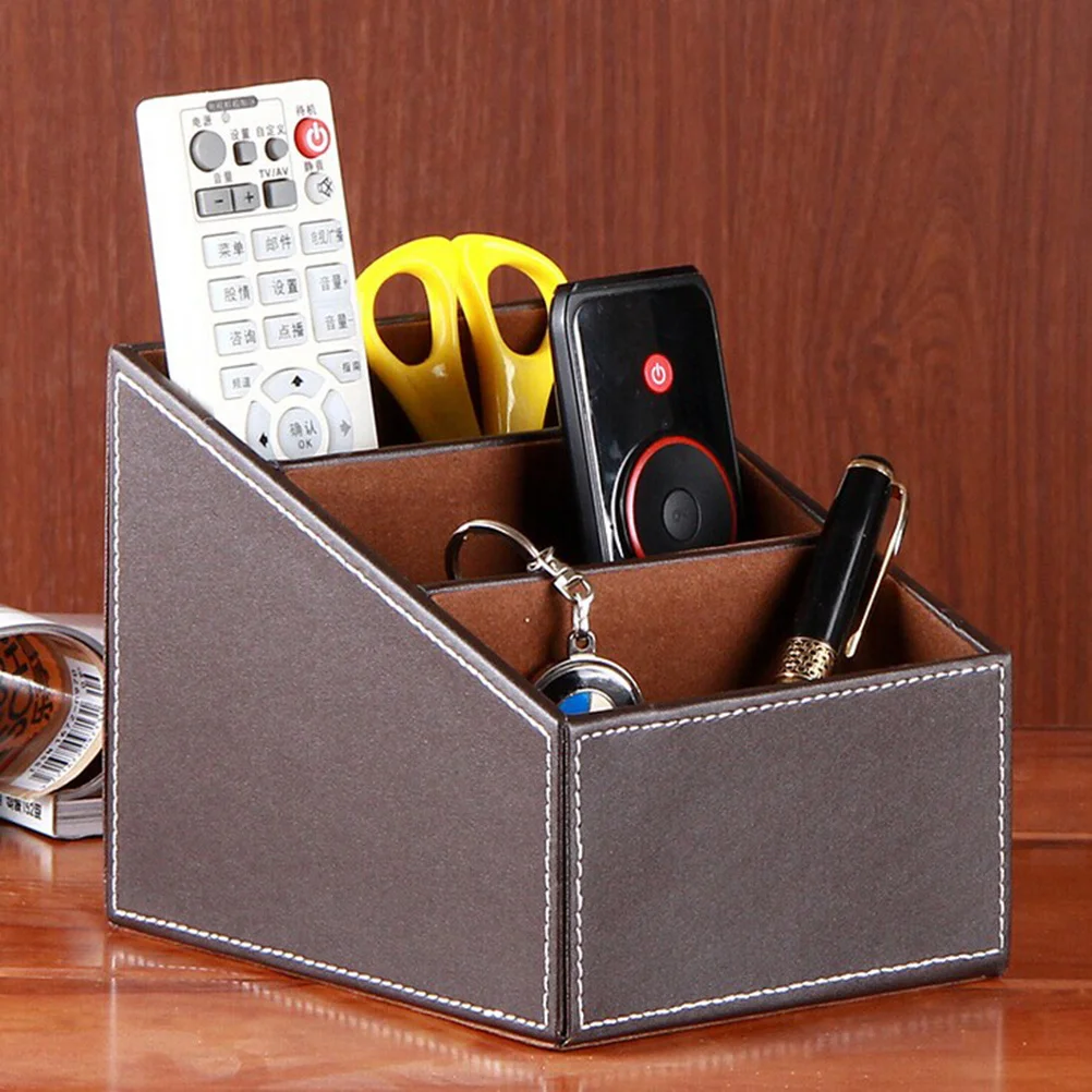 

PU Leather Controller TV Guide Mail Organizer Caddy Holder (Coffee)