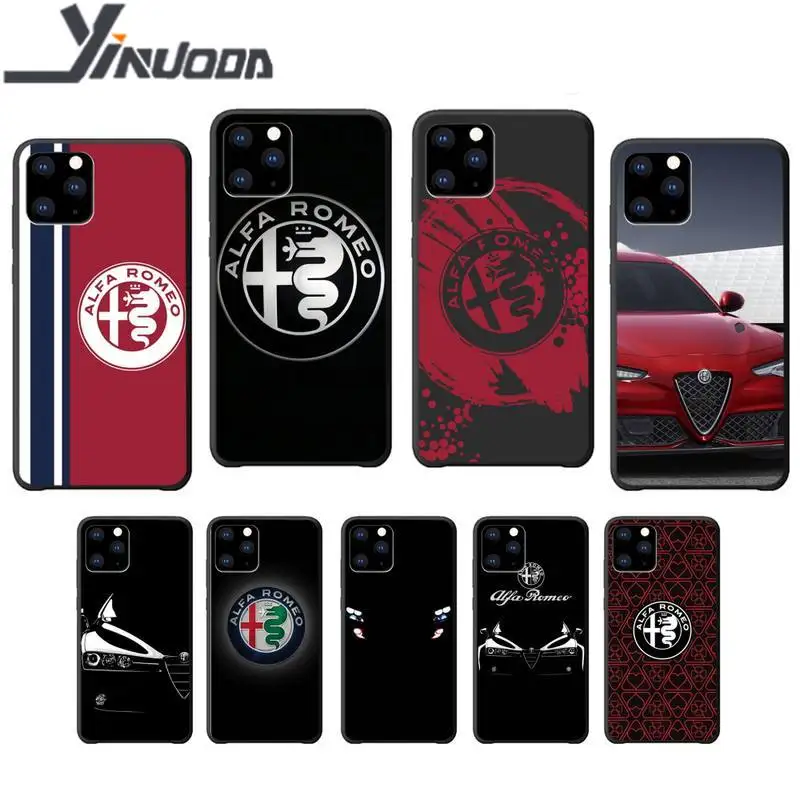 Черный мягкий чехол Yinuoda Alfa Romeo для iphone se 2020 6 6s 7 8 plus x xs max xr 11 12 pro funda | Мобильные