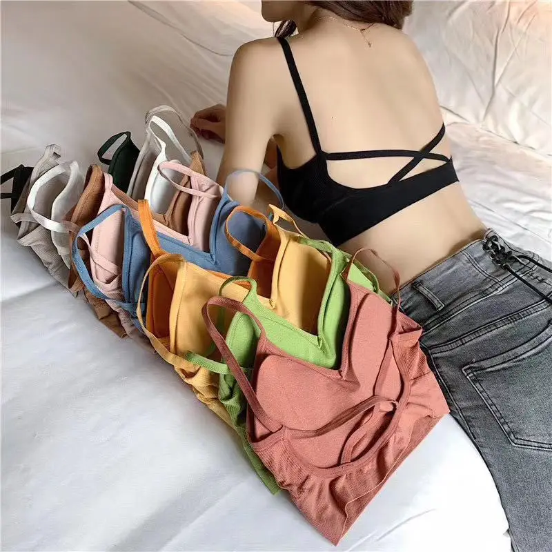 

Beautiful Back Bra Camisole Big U Gathered Underwear Women's Tube Top No Steel Ring Bra Cross Strap Outer Wear Wrapped Chest