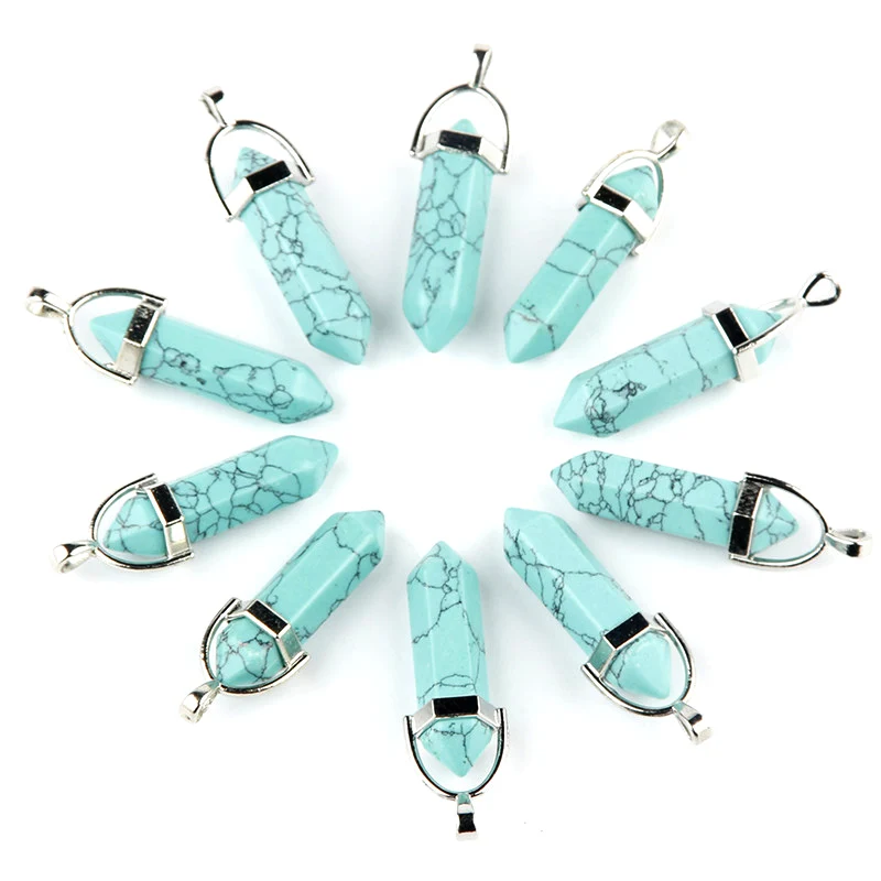 10 шт. натуральный камень тигровый глаз шестигранные Ожерелья Подвески Кристалл