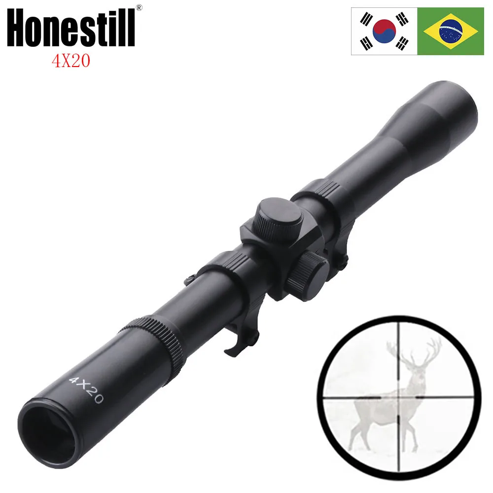 

4x20 Telescopic Riflescope Optics Reflex Crosshair Sight Fit 11mm Rail for Tactical Airsoft Rifle Hunting