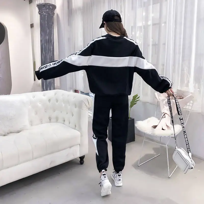 Модный женский спортивный костюм в Корейском стиле бархатный свитер свободный