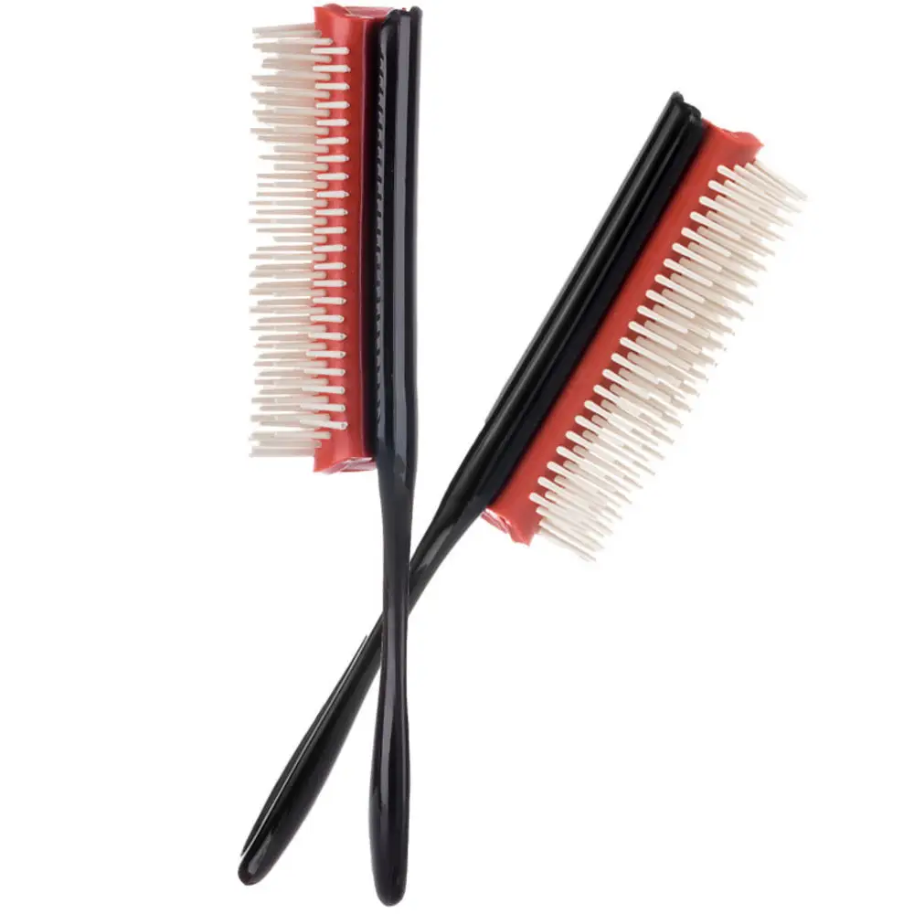 

Plastic Hair Brush 9-Row Detangle Distribute Hairdressing Straight Curly Salon Hair Scalp Massage Comb Beauty Styling Tool