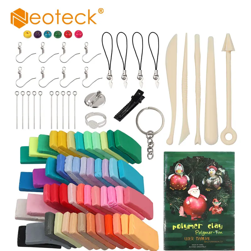 

Neoteck 50 Colors Polymer Clay Fimo DIY Soft Clay Set Molding Craft Oven Bake Clay Blocks Montessori Early Education Toy For Kid