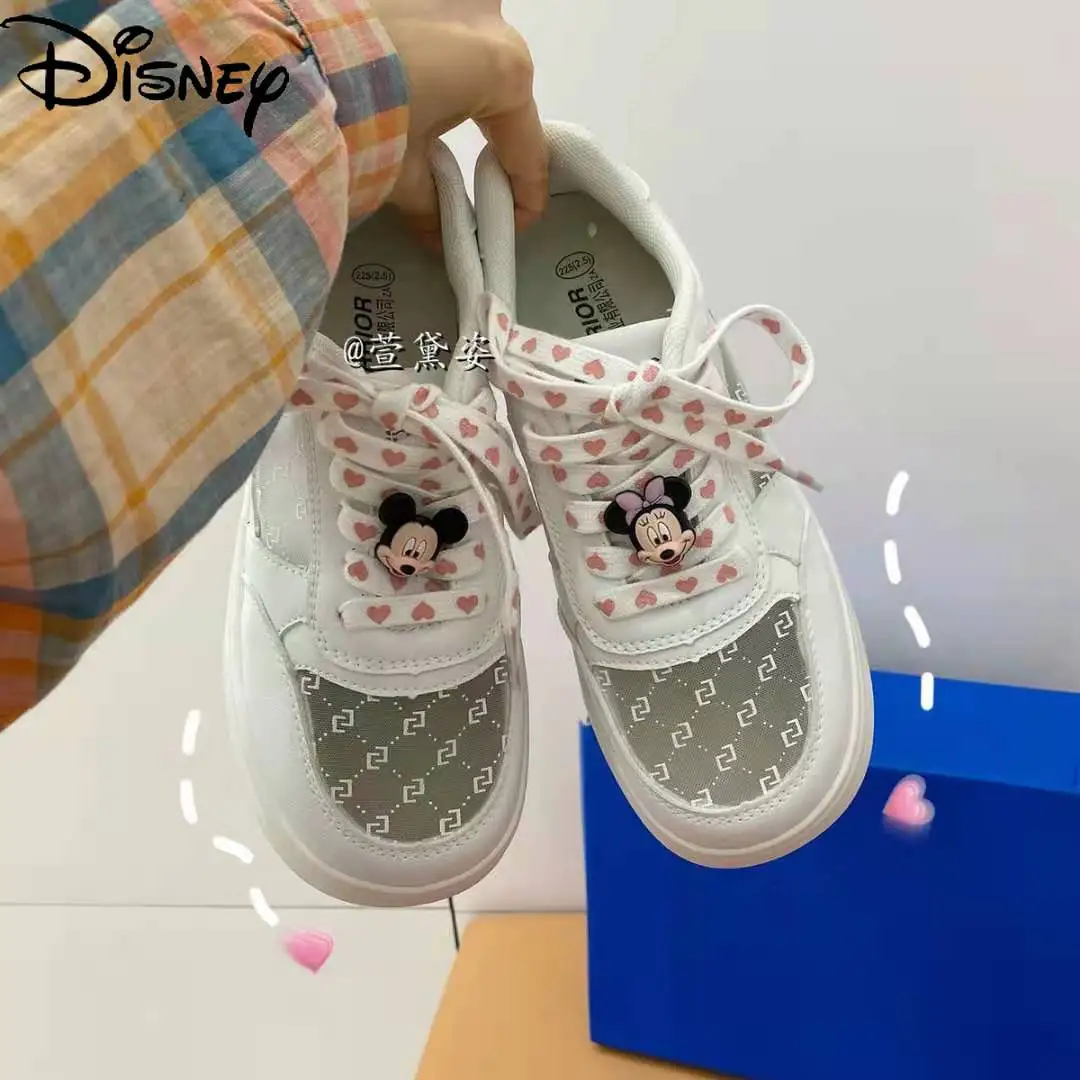 

Disney Ladies Fashion Summer Cute Cartoon Mesh White Shoes Women Simple Breathable Thick-soled Non-slip All-match Sneakers