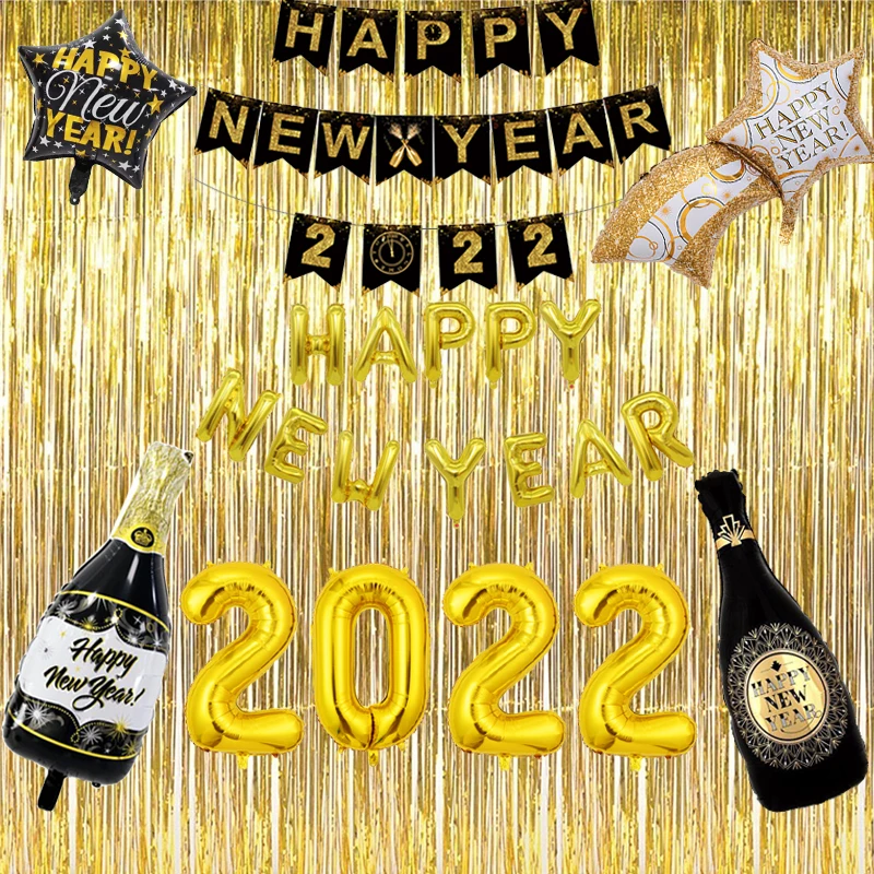 

2022 Happy New Year Party Decoration For Home Balloon Banner Celebration New Year Supplies Party Background