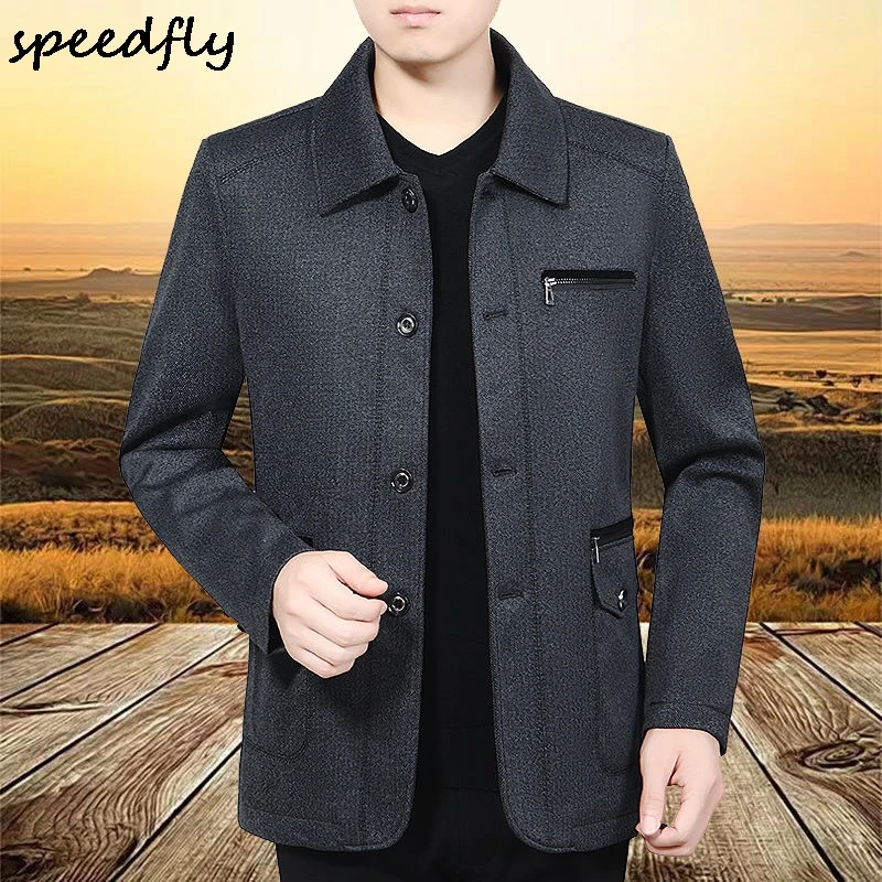 Новинка мужское хлопковое пальто зимнее шерстяное модное деловое плотное