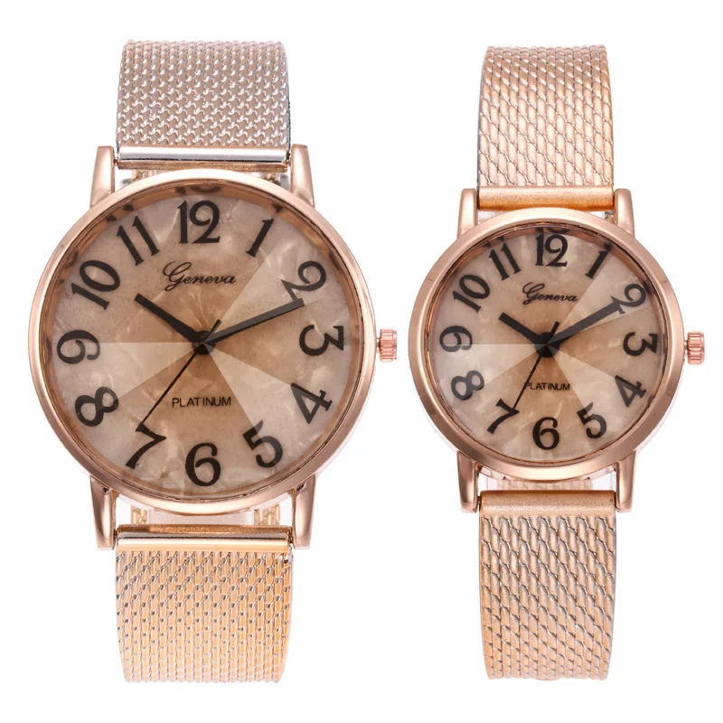 

Women's Silicone Mesh Digital Pin Buckle Romantic Glass Metal Couple Quartz Electronic Watch Men's Round Watch