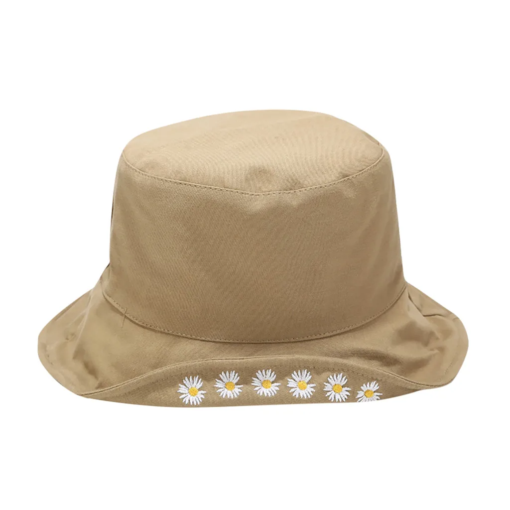 Двусторонняя одежда вышитая ромашками складная для улицы ведро шляпа от солнца