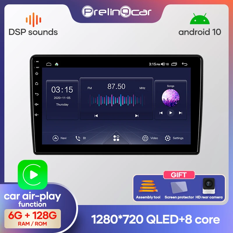 Автомобильная Мультимедийная система Prelingcar Android 10 0 Восьмиядерный процессор DVD GPS