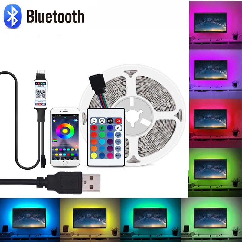 1 м 2 3 4 5 светодиодный ТВ светильник 2835 SMD RGB Bluetooth полоска для ПК HD Подсветка лампа с