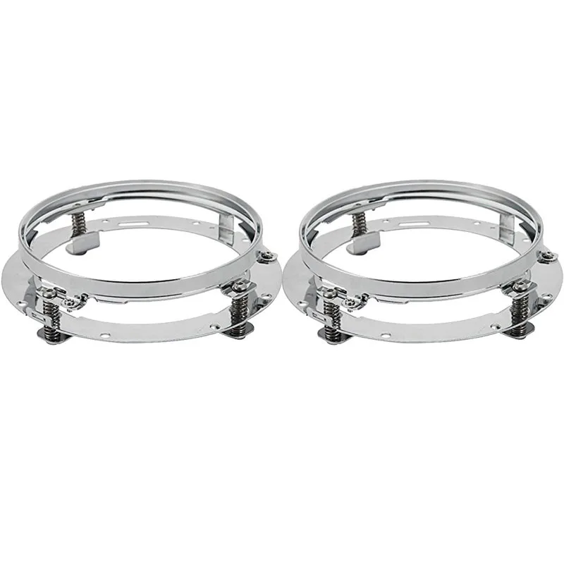 2pcs chrome bracket Черный/хром 7 дюймов круглые светодиодные фары DRL для Lada 4x4 urban Niva UAZ Hunter для Jeep wrangler Toyota FJ Cruiser налобный фонарь - Цвет: 2pcs chrome bracket