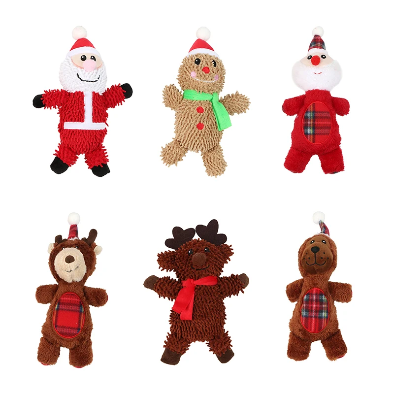 

1 шт. Рождественская плюшевая пищалка, игрушка для собак, шлифовка зубов, Санта-Клаус, олень для щенка, плюшевые игрушки для домашних животны...