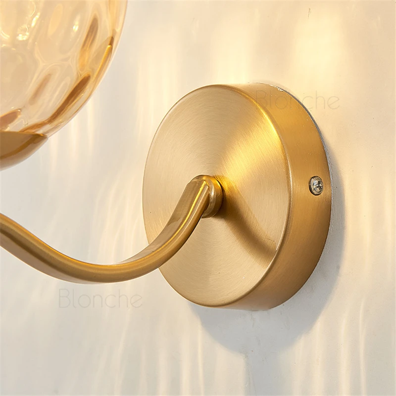 Modern Glass Ball Wall Lights Led Simple Lamp Gold/black Sconces for Bedroom Bedside Living Room Corridor Loft Home Decor | Освещение
