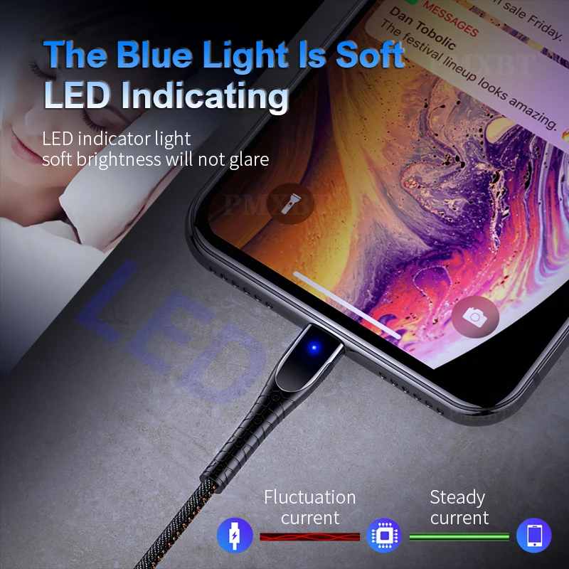 3A микро USB кабель светодиодный свет деним цинковый сплав Быстрая зарядка для Samsung