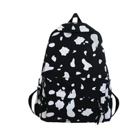 cute milk cow printing canvas backpack school bag casual daypack for teenager c90e