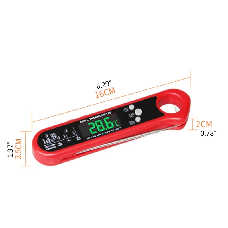 

29EA Kitchen Digital Thermometer with Foldable Long Probe Remote Range Cooking Food