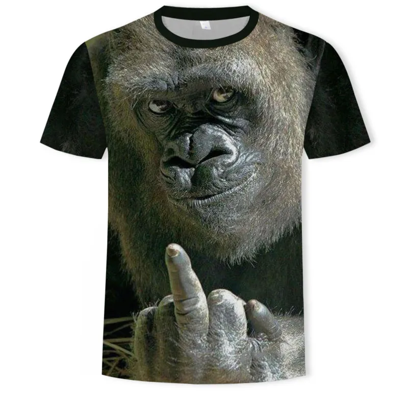 

2021 Summer Men and Women Funny-Monkey 3D Print Recreational Breathable Short Sleeve Outdoor Daily Sports T-Shirt XXS-4XL