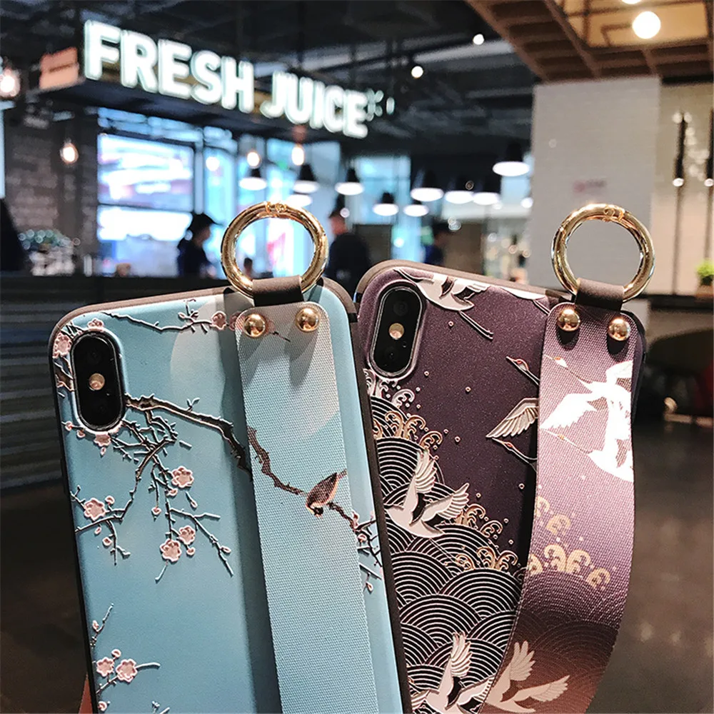 чехол на айфон 7 Чехол с кисточками запястье для Iphone X XR XS MAX Pretty 3D чехлы телефонов