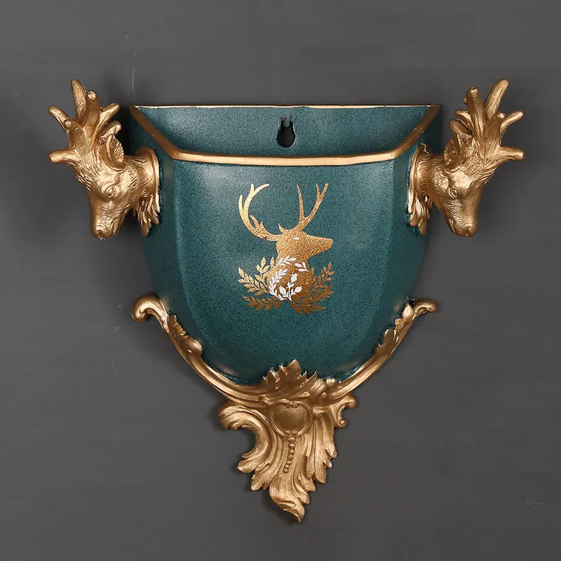 Новая китайская голова оленя настенная ваза из смолы + набор искусственных