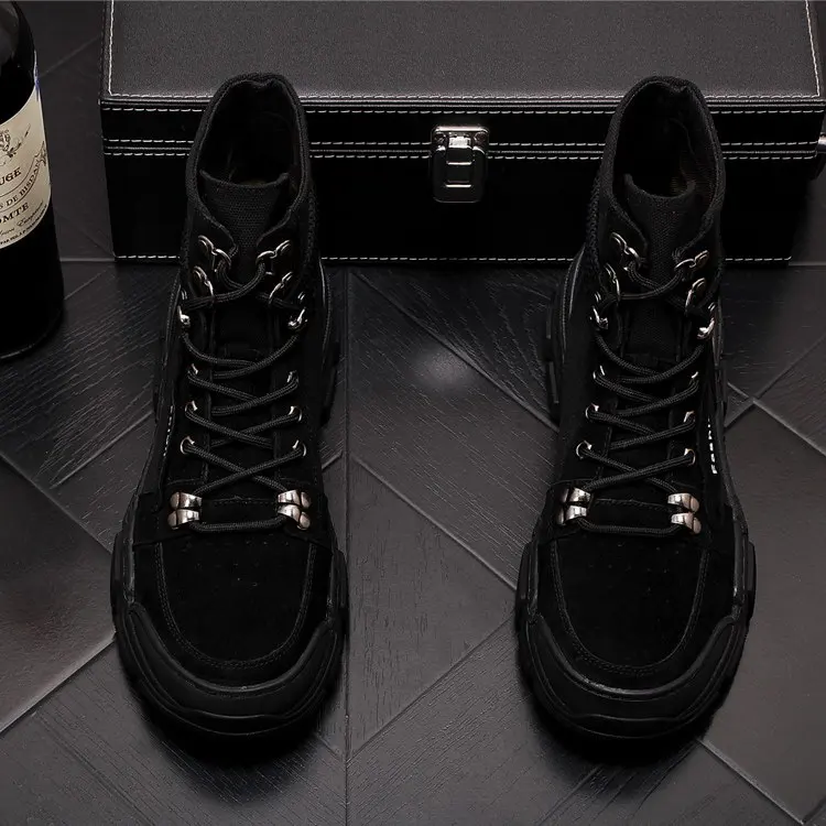 

ERRFC Hot Selling Mens Sand Desert Boots Fashion High Top Breathable Cavans Shoes For Man Cowboy Ankle Boots Black Size 38-43