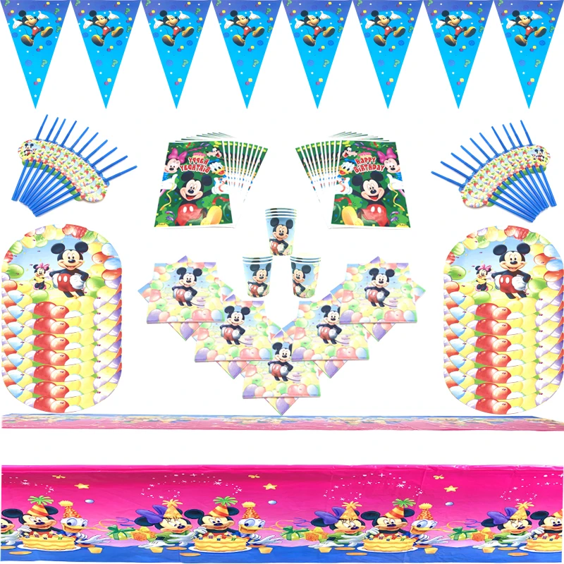 

Balloon Mickey Theme Boy Party Tableware Paper Cup Plate Napkin Tablecloth Straws Shower Kids Birthday Party Decoration Supplies
