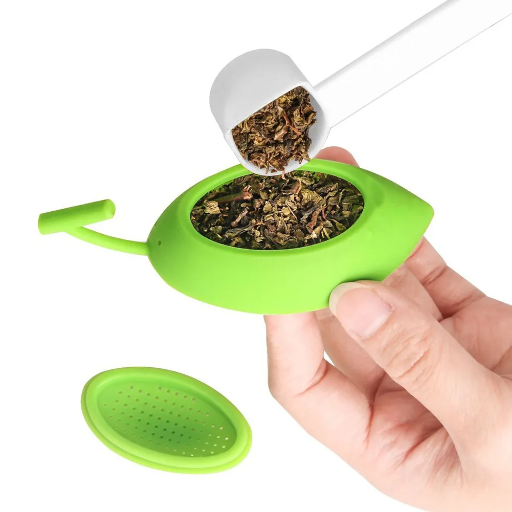 

1 шт. креативное ситечко для чая в форме зеленых листьев, высокотемпературный силиконовый чайный мешок, ситечко для чайника