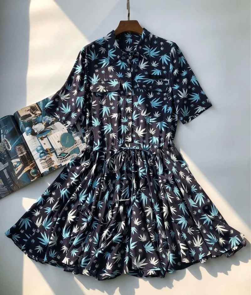 Женское платье с принтом ледяной синий клен|Женские платья| |