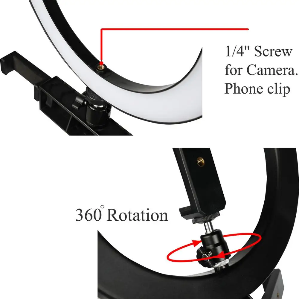 Кольцевой светодиодный светильник для фотосъемки 26 см с регулируемой яркостью |