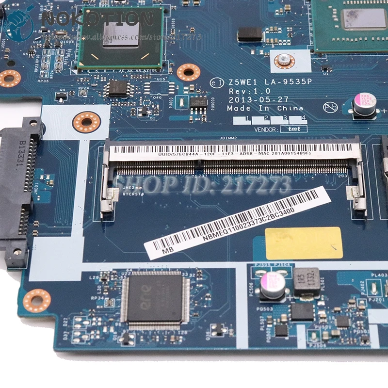 Материнская плата для ноутбука Acer Aspire E1-530 E1-570 Z5WE1 LA-9535P NBMEQ11001 MAIN BOARD с процессором Pentium 2117U DDR3 на.