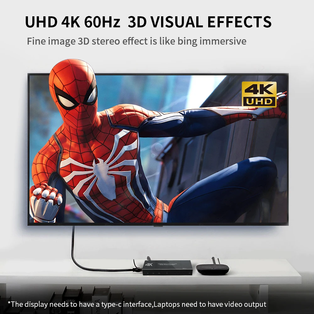 HDMI Matrix 4k 60Hz 2.0 Switcher Splitter 4 IN 1 OUT SPDIF +3.5mm Audio Extractor & ARC HDR HDCP 2.2 With IR Remote Adapter |